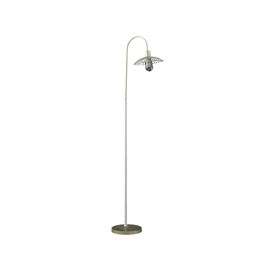NicBex Floor Lamp,Industrial Home Decor Floor Lamp with Satin Matte Gold Cage Metal Shade,Standing Lamp Tall Lamp,Floor Lamps for Living Room,Bedroom and Office,Easy Assembly,Reading Light,Silver