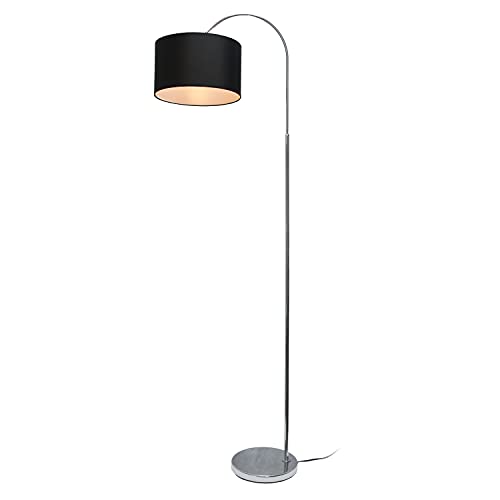 Simple Designs LF2005-BLK-LB 66" Modern Brushed Nickel Arched Floor Lamp with Black Shade for Living Room, Hallway, Entryway, Bedroom, Office, with Feit LED Bulb Included