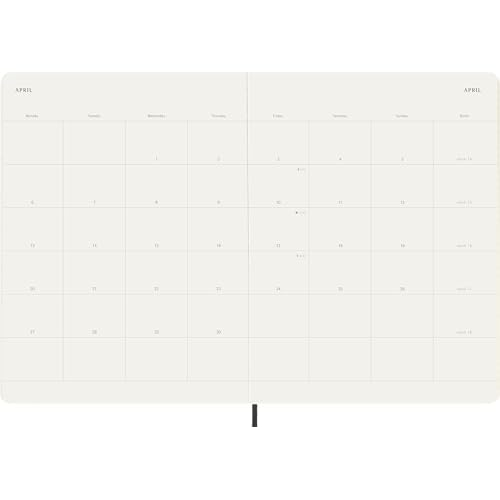 Moleskine Classic 12 Month 2026 Monthly Planner, Soft Cover, XL (7.5" x 9.75"), Black, 128 pages