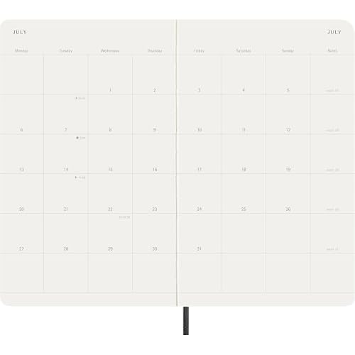 Moleskine Classic 12 Month 2026 Monthly Planner, Soft Cover, Large (5" x 8.25"), Black, 128 pages