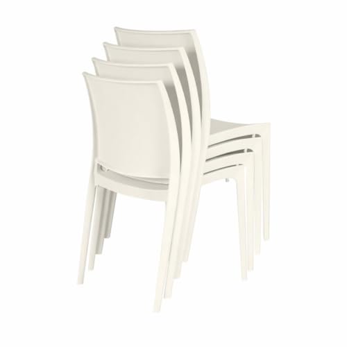 Niche Terrace White Plastic Outdoor Stackable Chair Set of 4