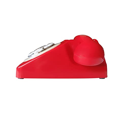 Corded Red Retro Telephone for Home Office, Classic Old Fashion Landline Phone, Wired Antique Decorative Desktop Phones Gift for Family