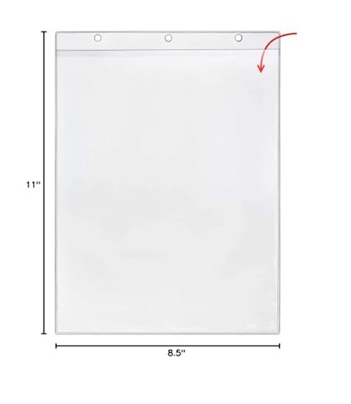 StoreSMART - Sheet Protector - Holes on Short Side, Open Short Side - 10-Pack - 8 1/2" x 11" - Clear Vinyl Plastic - VH1430-10