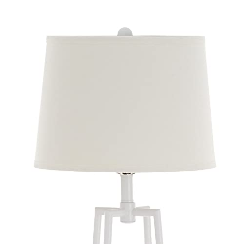 Catalina Lighting 21405-001 Modern Metal Floor Lamp with Shelves and Beige Linen Shade for Living, Bedroom, Dorm Room, Office, 58", White