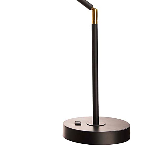 Catalina Lighting 20092-001 Modern Adjustable Desk Light with Power Outlet, Classic Table Lamp for Office, Dorm, or Bedroom, Reading Light Nightstand Lamp, Bulb NOT Included, 20.75", Black