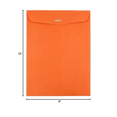 JAM Paper Open End Catalog Envelopes with Clasp Closure - 9" x 12" - Brite Hue Orange Recycled - 100/pack