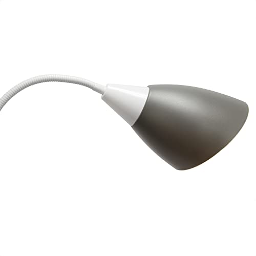 Simple Designs LF2006-WPG 67" Contemporary Multi Head Medusa 5 Light Adjustable Gooseneck White Floor Lamp with Pink, White, Gray Shades for Kids Bedroom Playroom Living Room Office, 30 x 10 x 67
