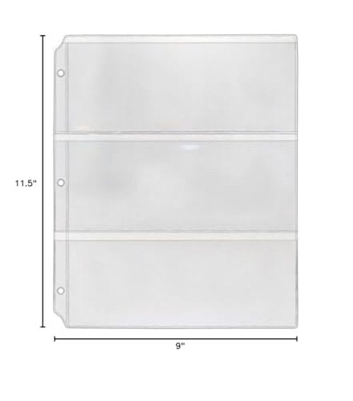 StoreSMART - Collector's Envelope Page for 3-Ring Binders - Three 3 1/2" x 8 1/2" Pockets - Holds 3 Envelopes - Clear Vinyl - 25 Pack - MC29-25