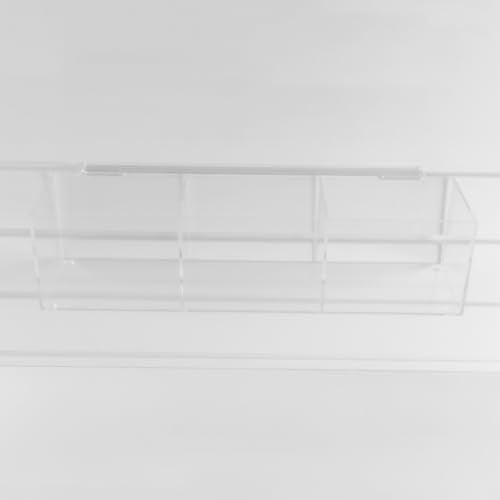 CiaoHER Slatwall Acrylic Retail Tray Rectangular Clear Dump Bin Merchandise Storage Organizer Caddy for Slatwall Displays, 16"x4"x4" (3 compartments)