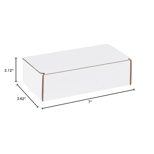 BOX USA BML732 Literature Mailers, 7" x 3 5/8" x 2 1/8", White (Pack of 50)