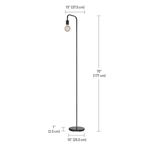 Globe Electric 12937 Holden 70" Floor Lamp, Black, Satin Finish, In-Line On/Off Foot Switch