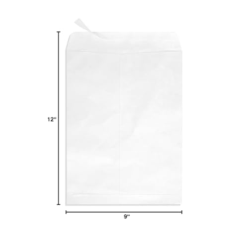 100 9x12 Tyvek Envelopes, Self Seal 9 x 12 Catalog Mailer, Ultra Strong 14lb Tear Resistant Material, Designed for Secure Mailing, Strong Peel and Seal Flap, 100 Envelopes