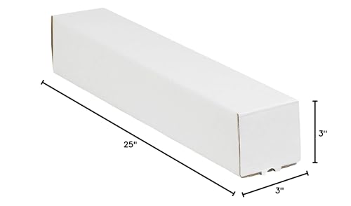 Partners Brand White Square Mailing Tubes 3" x 25" - Pack of 25