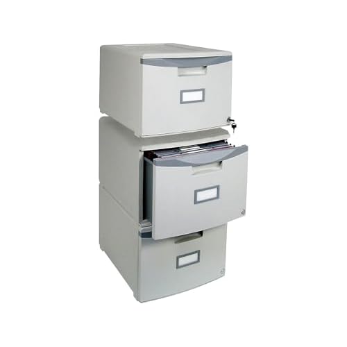 Storex Plastic One-Drawer File Cabinet ? Locking Document Organizer for Home and Office, Gray, 1-Pack (61251B01C)