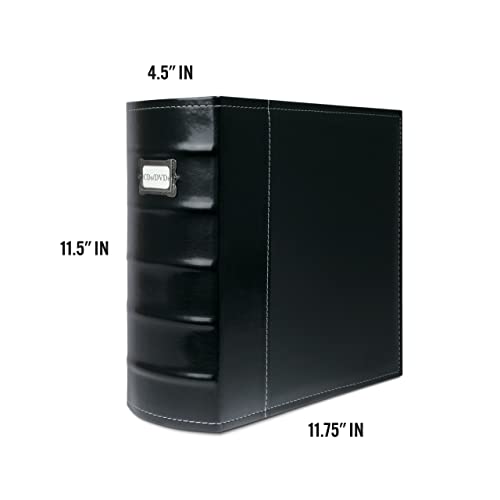 Bellagio-Italia 3-Ring XL 3" D Ring Binder, Classic Faux Leather - for Documents, File Storage, and Trading Cards - 1-Pack, Stores to 600 Pages, Black