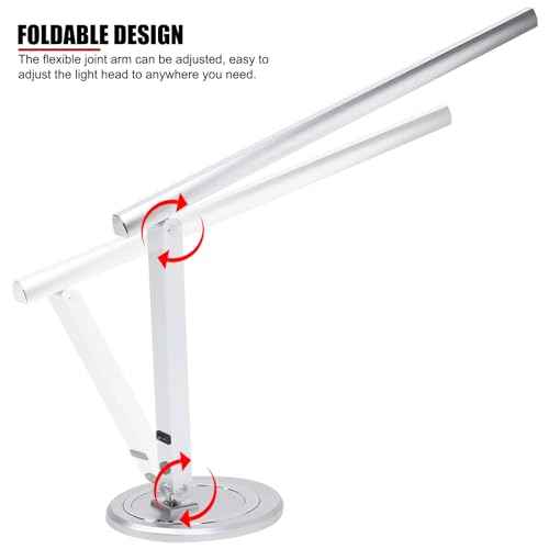 EVTSCAN 10W USB Foldable LED Desk Lamp, with 46 LEDs, 180 Degrees Adjustable Arm, Aluminium Alloy Body, Modern Eye Care LED Table Light for Home Office, for Reading, Studying, Working