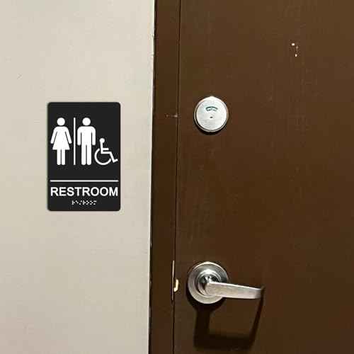 GicnKeuz ADA Braille Unisex Bathroom Signs,9 x 6 Inches Restroom Signs with Self-Adhesive Tape for Business or Office Bathroom and Toilet Door or Wall D?cor