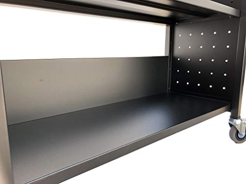 Workington Black 3-Shelf Rolling Book Cart with Locking Swivel Casters, 3001