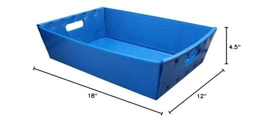 Flipside Products 18" x 12" x 4.5" Blue Plastic Welded Trays, Mail, Small Transporting, Storage, Carry, Stackable, Organizing, 2 Pack