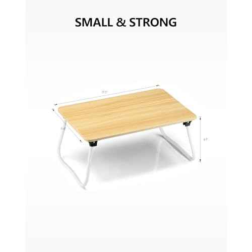 Portable Lap Desk Bed Desk Lap Table Bed Table, Laptop Stand Breakfast Serving Tray, Foldable & Lightweight Mini Table, Lap Tablet Desk for Sofa Couch Floor - - Wood