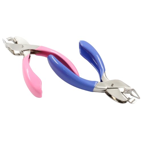 Rierdge 2Pcs Handheld Staple Removers Blue & Pink – Rubber-Coated Grip