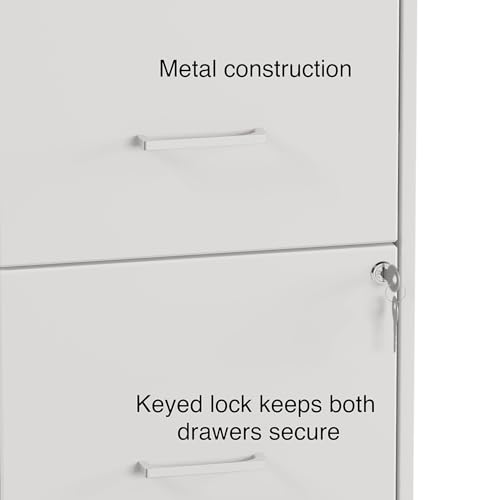 Staples 2-Drawer Vertical File Cabinet, Letter Size, Lockable, White, 1 Pack