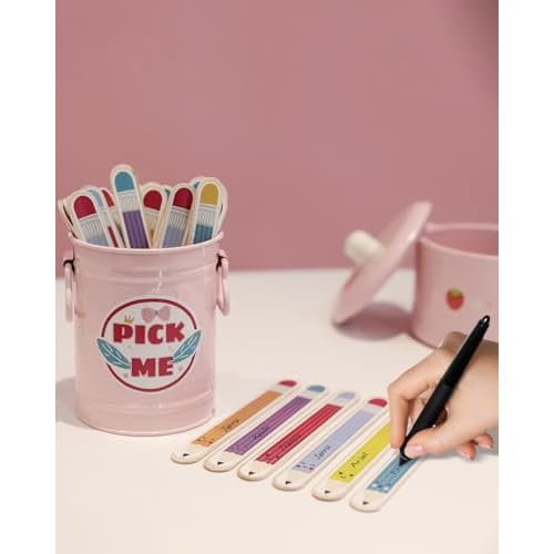 Flip Name Sticks with Metal Box and Sticker, 36Pcs Talking Flip Name Sticks for Classroom Management, Teacher Essentials Student Educational and Learning Activities (Pencil)