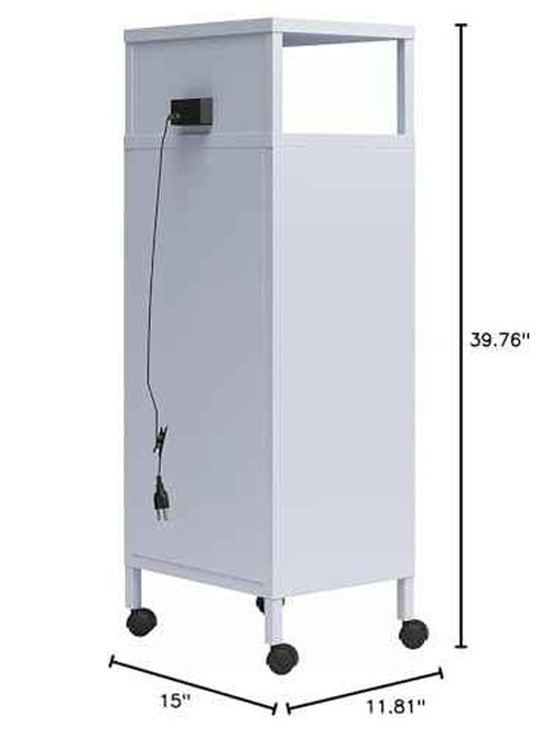 Novogratz Cache Metal Locker-Style Mobile Storage Cart, Powder Blue