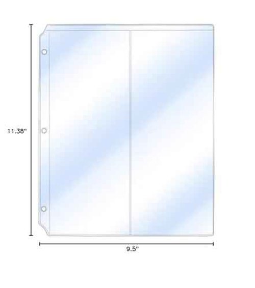 StoreSMART - Rack Cards/Envelopes Binder Page for 3-Ring Binders - Two 4 ¼" x 11" Pockets - Clear Vinyl Plastic - 25 Pack - RMC830-25