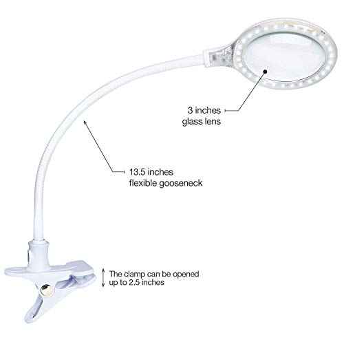 Brightech LightView Flex Magnifying Desk Lamp, 1.75X Light Magnifier, Adjustable Magnifying Glass with Light for Crafts, Reading, Close Work