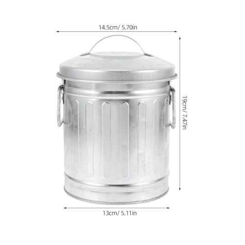 Zerodeko Cute Traditional Mini Metal Trashcan On The Desktop, Decorative Galvanized Bucket, Multifunctional Organizer & Flower Pot for Home, Office, Bathroom, and Cabin (Silver, 5.1" x 7.5")