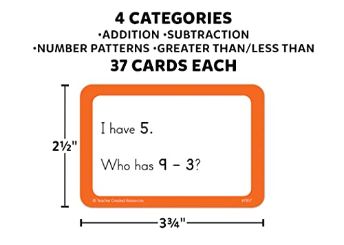 Teacher Created Resources Math Game Cards Grade 1-2 - Addition, Subtraction, Number Patterns