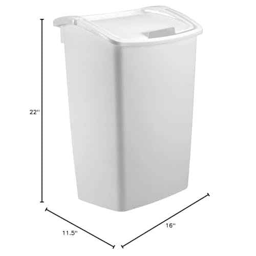Rubbermaid,White Dual-Action Swing Lid Trash Can, 11.25 Gallon, for Home/Kitchen/Bathroom/Garbage