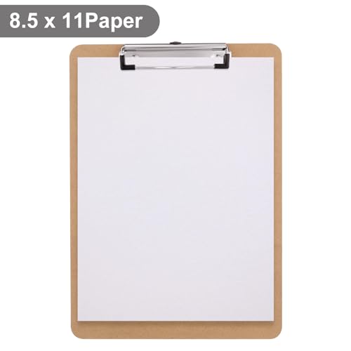 Wood Clipboards 40 Pack, Letter Size Hardboard Clip Board 8.5x11 for Classroom, Students, Kid, A4 Standard Size 9" x 12.5" with Low Profile Clip, Office & School Supply