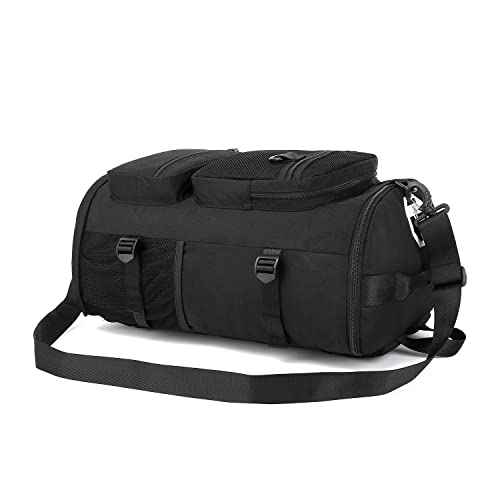 Kalesi Gym Duffle Bag Backpack 4-Way Waterproof with Shoes Compartment for travel Sport Hiking laptop (Black)