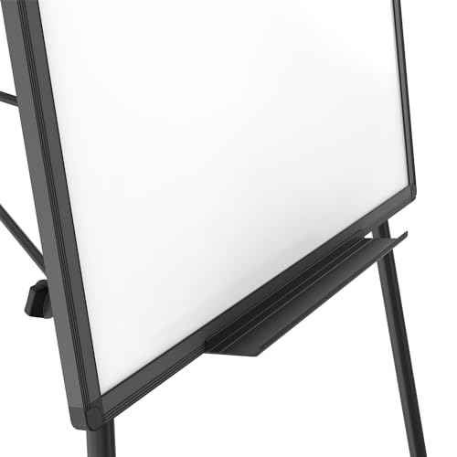 VIZ-PRO Magnetic Whiteboard Easel Black, 36 x 24 Inches, Portable Dry Erase Board Height Adjustable for School Office and Home