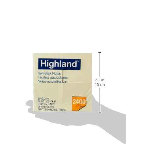 Highland Sticky Notes, 3 x 3 Inches, Yellow, Set of 24 (6549-24)
