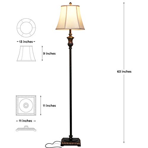 Brightech Sophia LED Floor Lamp, Tall Mid-Century Modern Lamp with Bell Shape Fabric Shade, Great for Bedroom & Living Room Decor - Bronze
