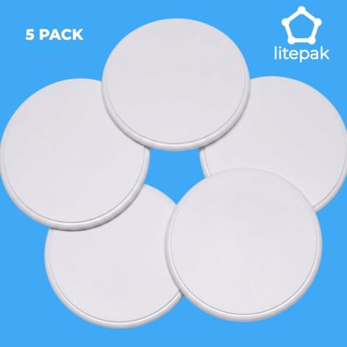 5 Inch Door Stop Wall Protector - 5 Pack, Litepak Self-Adhesive Door Knob Bumpers, White