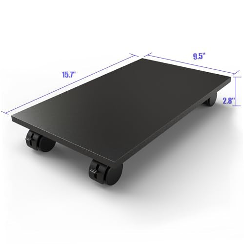 WEGASTU Black CPU Stand with 4 Caster Wheels - Mobile Computer Tower/Printer Stand