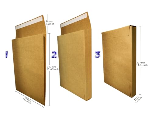 10.24 x 15.6 Inch Self-Sealing Large Kraft Envelopes, Pack of 20