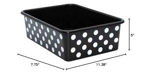 Teacher Created Resources® White Polka Dots on Black Large Plastic Storage Bin (Pack of 3)