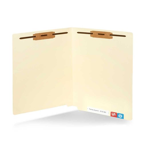 Blue Summit Supplies 100 Manila Fastener File Folders with End Tabs, Reinforced Straight Cut End Tab Folders with 2 Fasteners, Standard Medical File Folders, Letter Size, Manila, 100 Pack