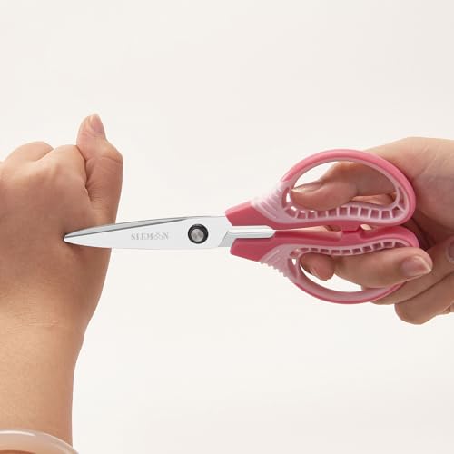 Kids Scissors 7-Inch Safety Craft Scissors for Ages 8-12 with Cover - Blue/Pink/Red, Left/Right Handed