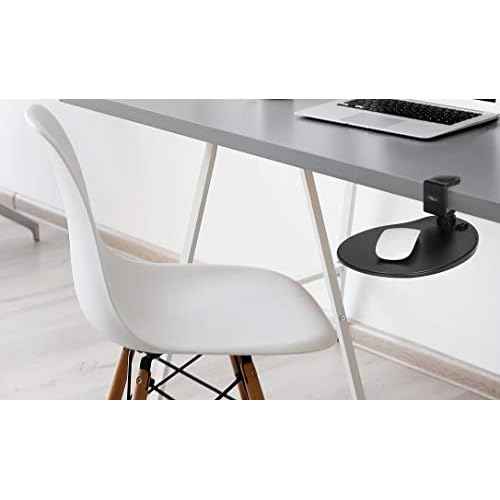 Clamp on Mouse Platform, Clip on Mouse Pad, Rotating 360, Easy Slide Out Tray, Suitable Up to for 1.5" Thickness Desk, for Home, Office to Save Space (Black)