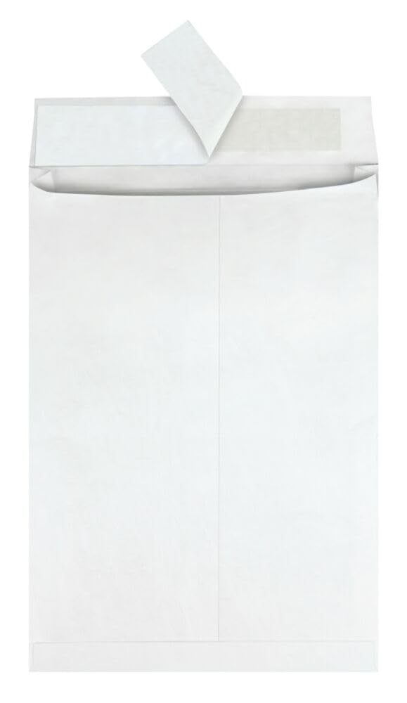 Quality Park Tyvek Envelopes, 100 Pack, Large 10 x 13 Mailers, 1.5 Inch Expansion, Rip, Puncture & Water Resistant Self Sealing Mailing Bags for Lightweight Shipping, White