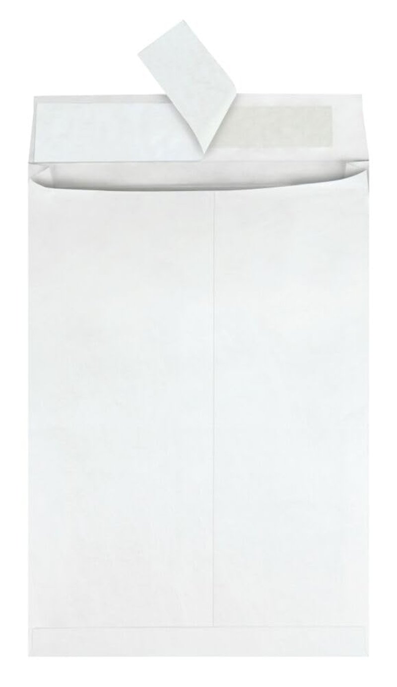 Quality Park Tyvek Envelopes, 100 Pack, Large 10 x 13 Mailers, 1.5 Inch Expansion, Rip, Puncture & Water Resistant Self Sealing Mailing Bags for Lightweight Shipping, White
