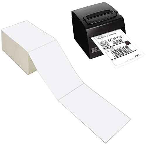 9527 Product Fanfold 4 x 6 Direct Thermal Labels White Perforated Shipping Labels, 500pcs per Stack,1 Stack