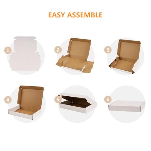 50 Pack 9x6x2 Shipping Boxes, White Corrugated Cardboard Packaging Box for Small Business
