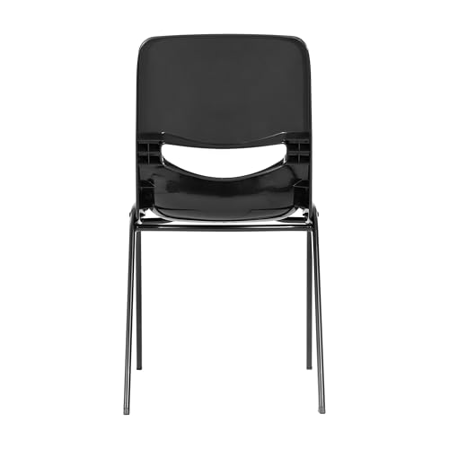 EMMA + OLIVER Black Stackable Flex Comfort Classroom Chair (12+), 500 lb Capacity